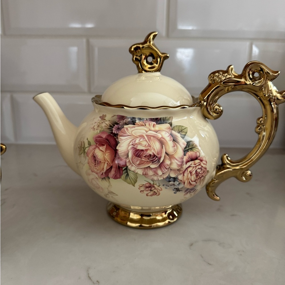 Fanquare Porcelain Tea Sets Creamer,Tea Pot Set of 2 - Picture 3 of 13